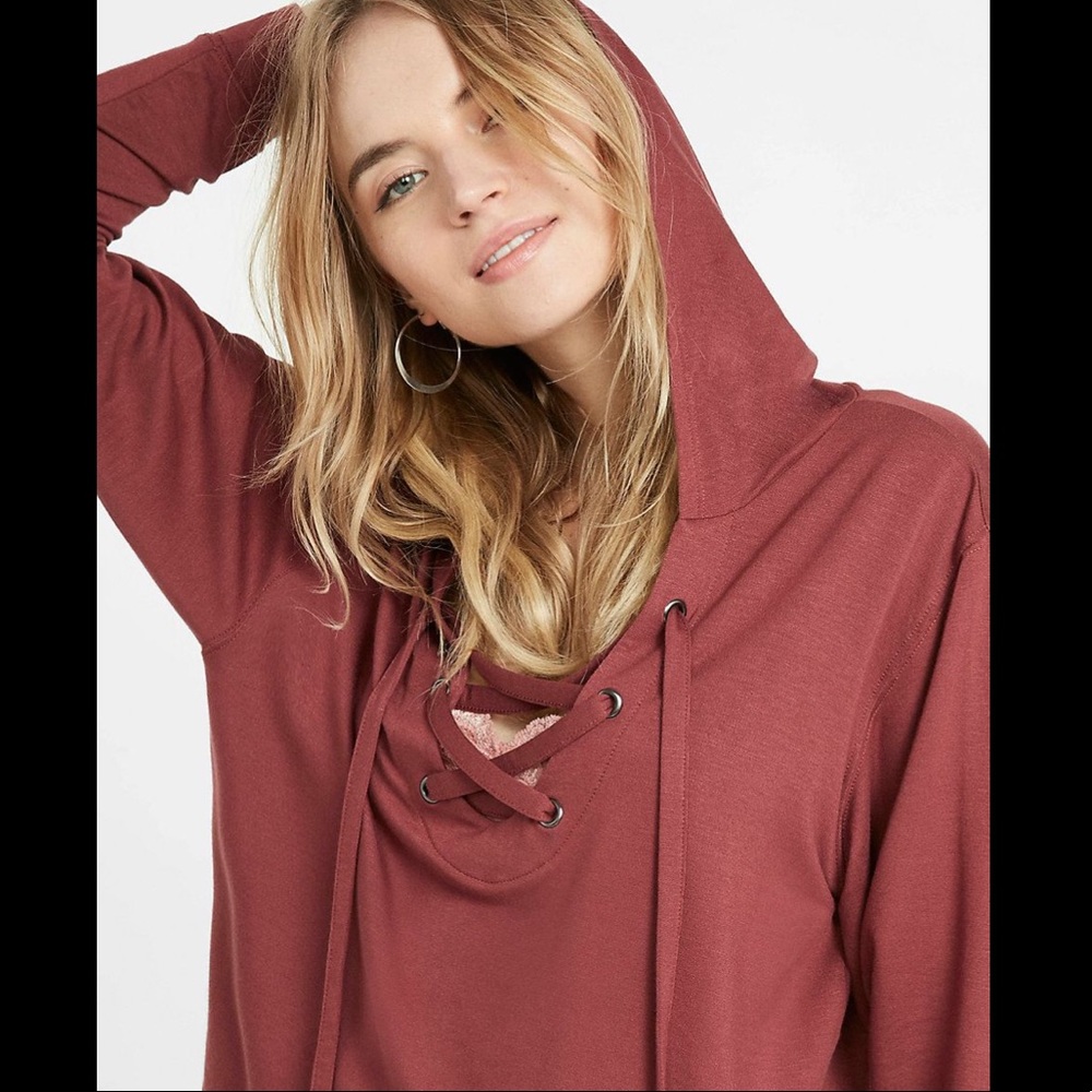 Express One Eleven Lace-Up Hoodie